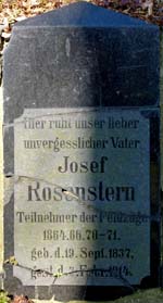 Fragment des 1944 zerschlagenen Grabsteins für Josef Rosenstern  