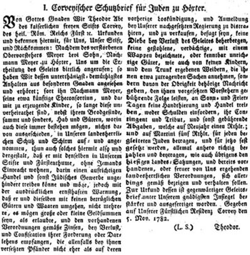 Geleitbrief für Nachmann Meyer vom 5. Nov. 1782  