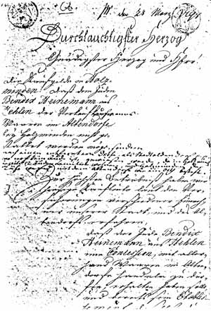 Widerspruch der Kaufgilde Holzminden gegen die Niederlassung Bendix Heinemanns, 28.3.1798  