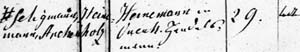 Nennung des Vaters Heinemann als „todt“ bei der Heirat des Sohns Seligmann Heinemann 1821  