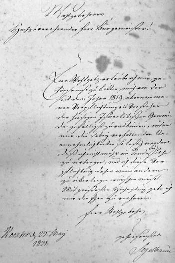 Rücktritt Wulf Segelbaums als Vorsteher, 25.5.1831  