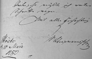 Dritte Seite des Beschwerdeschreibens gegen Juda Hochfeld mit Liepmannssohns Unterschrift, 10.5.1850  