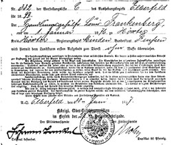 Zuweisung des in Höxter geborenen Louis Frankenberg zum Landsturm am 30.6.1897  