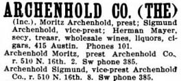 Mitglieder Familie Archenhold im Telefonbuch in Waco, 1902/03  