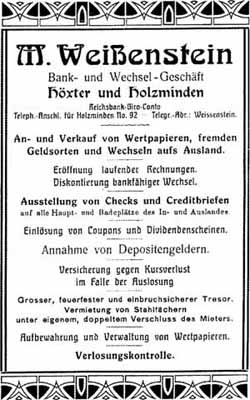 Anzeige in einer Schrift des Holzmindener Verkehrsvereins (um 1910)  
