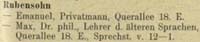 Vater und Sohn 1912 im Adressbuch von Kassel  
