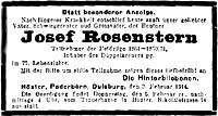 Todesanzeige für Josef Rosenstern, Berliner Tageblatt 5.2.1914  