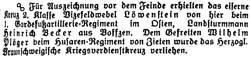 Eisernes Kreuz für Heinrich Löwenstein, Huxaria, 11.7.1916  