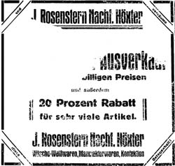 Beschädigte Zeitungsanzeige vom 5.7.1924  