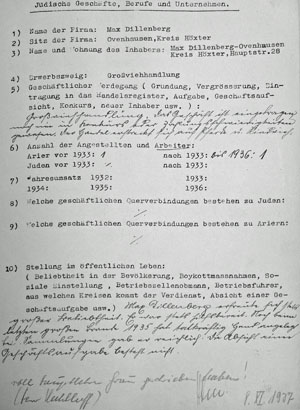 Vermutlich von dem Hauptlehrer Grau verfasste wohlwollende Beschreibung der Person und der Geschäftstätigkeit Max Dillenbergs Vermutlich von dem Hauptlehrer Grau verfasste wohlwollende Beschreibung der Person und der Geschäftstätigkeit Max Dillenbergs