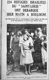 Die französische Zeitung <i>La Voix du Nord</i> am 21.6.1939 über die Ankunft in Boulogne  