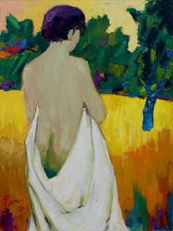 Frau in einer Landschaft. 1993. Öl auf Leinwand. 130x97