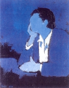 Portrait in Blau. 1979. Öl auf Hartfaser. 92x73