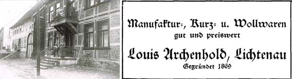 Das Haus von Louis Archenhold und eine Geschäftsanzeige von 1926  