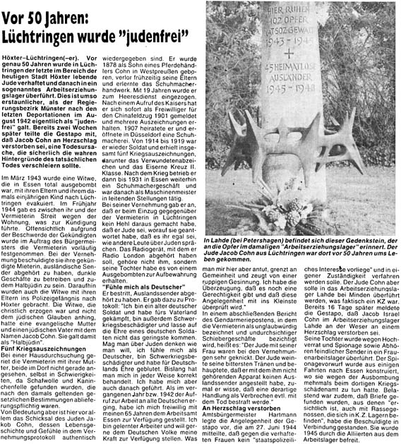 Ernst Würzburger in Ober-Weser-Zeitung 23, 11.6.1994, vgl. OWZ 27, 10.7.1999  