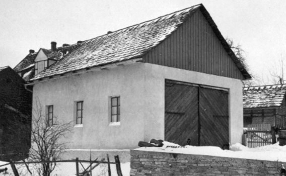 Die ehemalige Synagoge in Fürstenau, heute Werkstatt und Garage.  