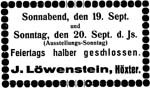 Geschäftsanzeige vom 18.9.1925
