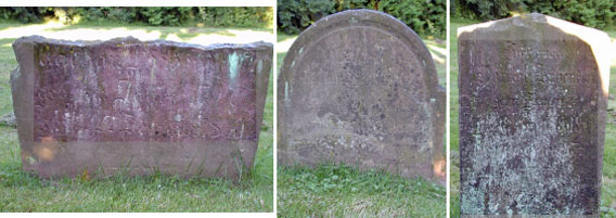 Die Grabsteine für Nathan Löwendorf und seine Frauen Fanny und Dorette auf dem jüdischen Friedhof in Löwendorff  