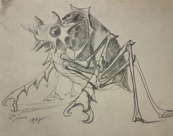 Groteskes Wesen, Bleistift auf Papier, 1962
