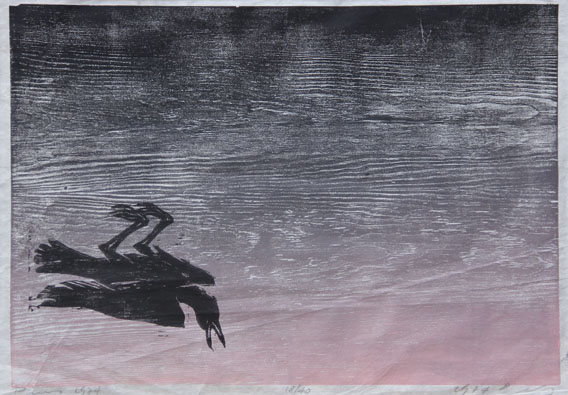 Tod eines Vogels, Holzschnitt, 1974, Kat. 255  