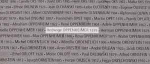 Hedwige Oppenheimers Name auf dem <i>Mémorial de la Shoah</i> in Paris  