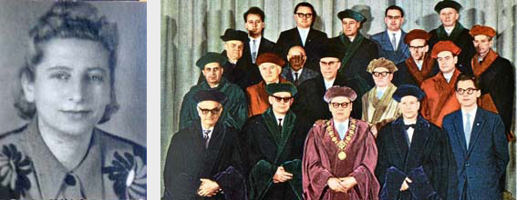 Hilde Stamfort, wohl in den 1950er Jahren • Prof. Dr. Otto Stamfort (vorn links) als Mitglied des Hohen Senats der Universität Jena im Jahr 1959  