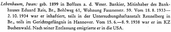 Brunsvicensia Judaica. Gedenkbuch für die jüdischen Mitbürger der Stadt Braunschweig, S. 187  
