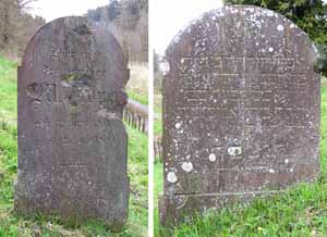 Die Grabsteine von Michael (verso) und Julie Lipper (recto) auf dem jüdischen Friedhof in Fürstenau  