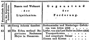 Ausstehende Zahlungen für Nachmann Meyer, 1806  