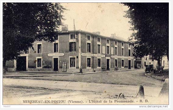Das <i>Hôtel de la Promenade</i> in Mirebeau, wo Fritz Eichwald von 1939 bis 1942 untergebracht war  