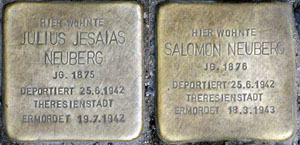 Stolpersteine für Julius Jesaias und Salomon Neuberg in der Bleibtreustraße  