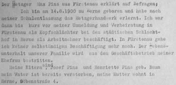 Max Pins, StA Hx, D–Hx-Land 034/038, 11.11.1937  