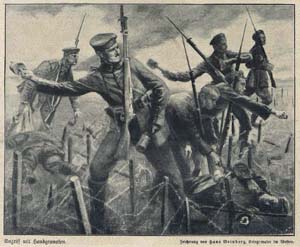 Hans Weinberg, Angriff mit Handgranaten, Berliner Illustrirte Zeitung, 24.10.1915  