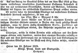 Paderbornsches Intelligenzblatt, 1829 (mehrfach)  
