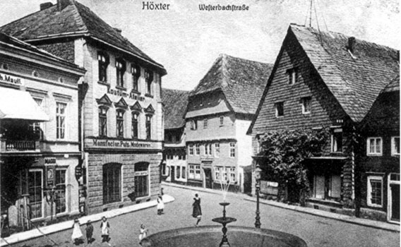 Das Geschäft Emil Rose am Gänsemarkt um 1900 (zweites Haus von links)  