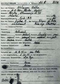 Letztes Lebenszeichen von Walter Uhlmann: Karteiblatt aus Stutthof, 1.10.1944  